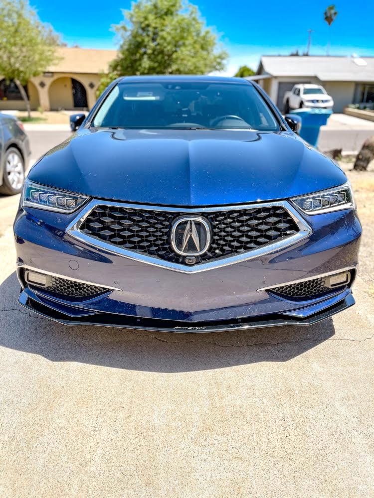 For 2018 2019 2020 Acura TLX STP-Style Painted Glossy Black Front Bumper hot Body Kit Spoiler Lip 3PCS